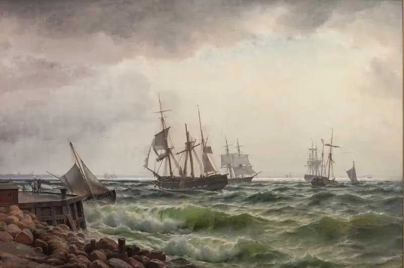 Лодки на берегу после дождя by Карл Нойман, 1867 — digital art print download