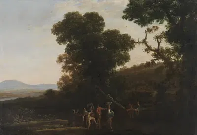 Landscape with Figures Wading Through a Stream by Claude Lorrain, 1636 - 1637 — digital art print download