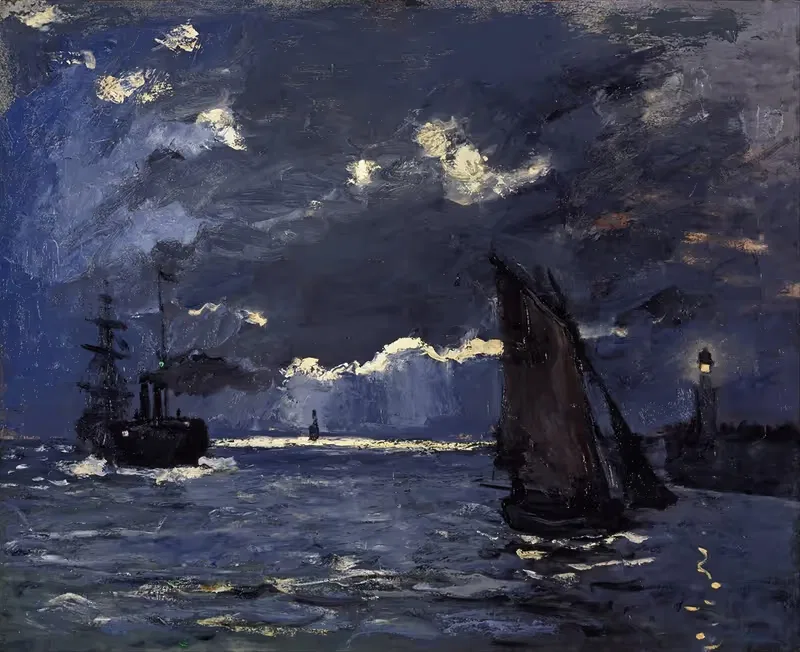 Морской пейзаж, судоходство при лунном свете by Клод Моне, 1864 — digital art print download