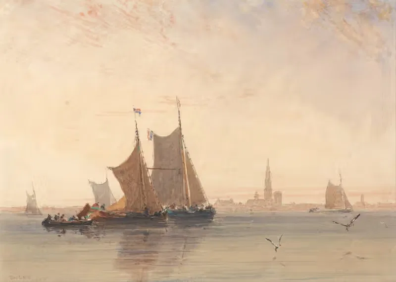 Антверпен, утро by Дэвид Кокс, 1832 — digital art print download