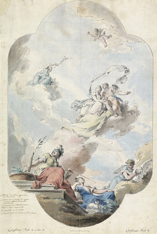 Design for a Ceiling Painting with a Nuptial Allegory — Pietro Antonio Novelli