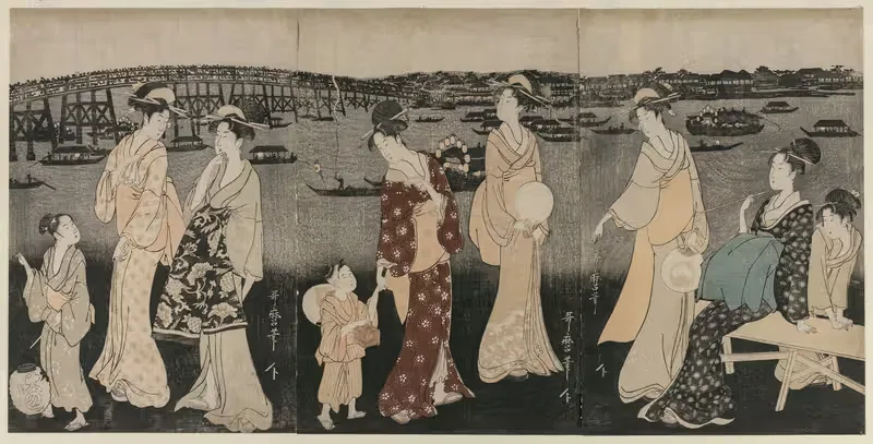 Enjoying the Evening Cool Along the Sumida River — Kitagawa Utamaro