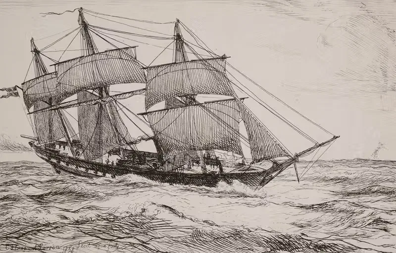 Военный шхун by Эмануэль Ларсен, 1857 – 1858 — digital art print download