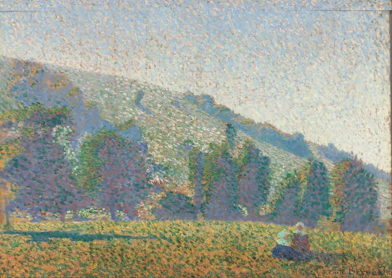 Two Breton women in a meadow — Emile Bernard