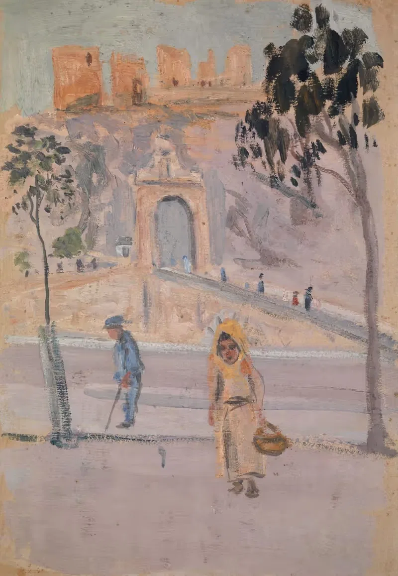 Alcantarabridge and Castillo de San Servando at Toledo — Ernst Schiess