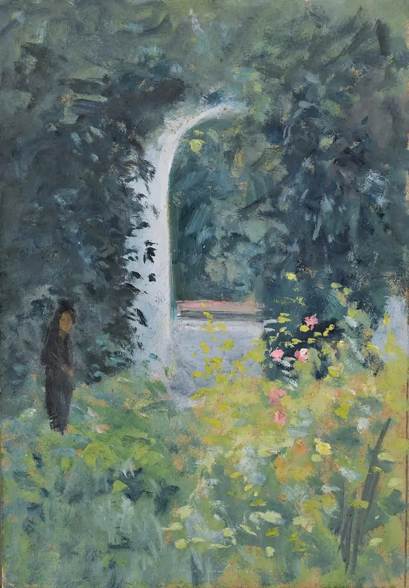 Woman in a Rose Garden — Ernst Schiess