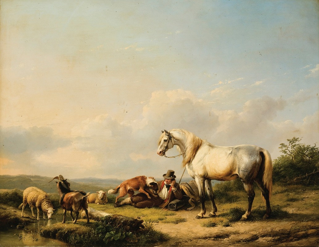 Всадник на отдыхе by Южен Жозеф Вербокховен, 1847 — digital art print download