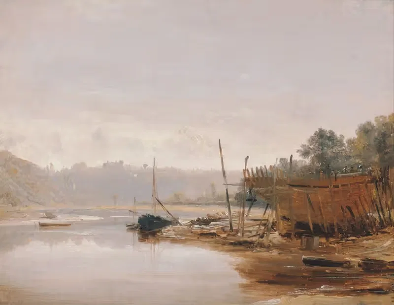 Boat Building near Dinan, Brittany — Francis Danby