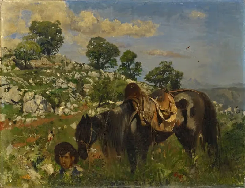 Всадник в высокой траве by Франк Бухсер, 1882 — digital art print download