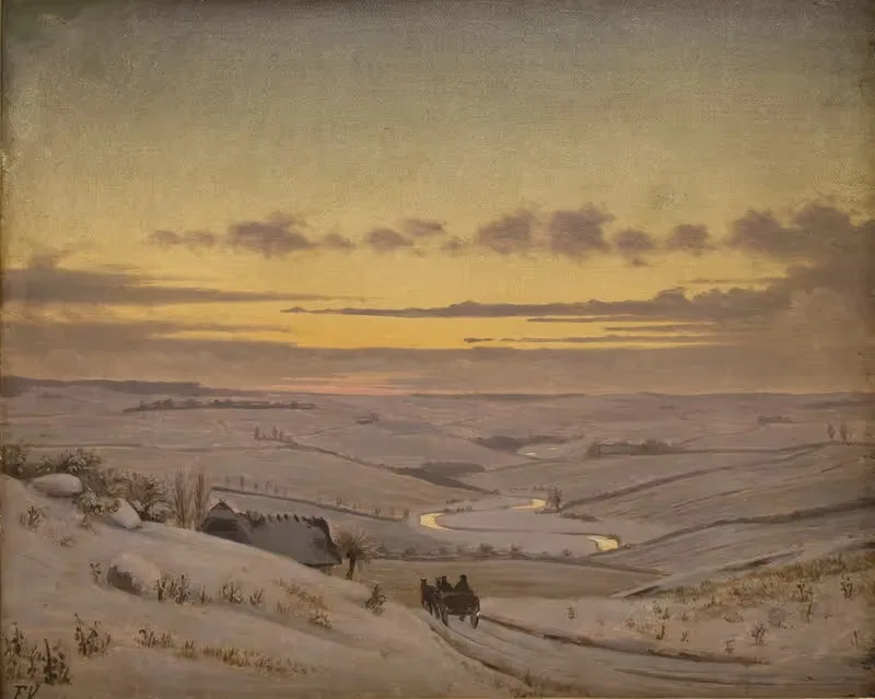 Vinteraften ved Susåen by Frederik Vermehren, 1837 - 1910 — digital art print download