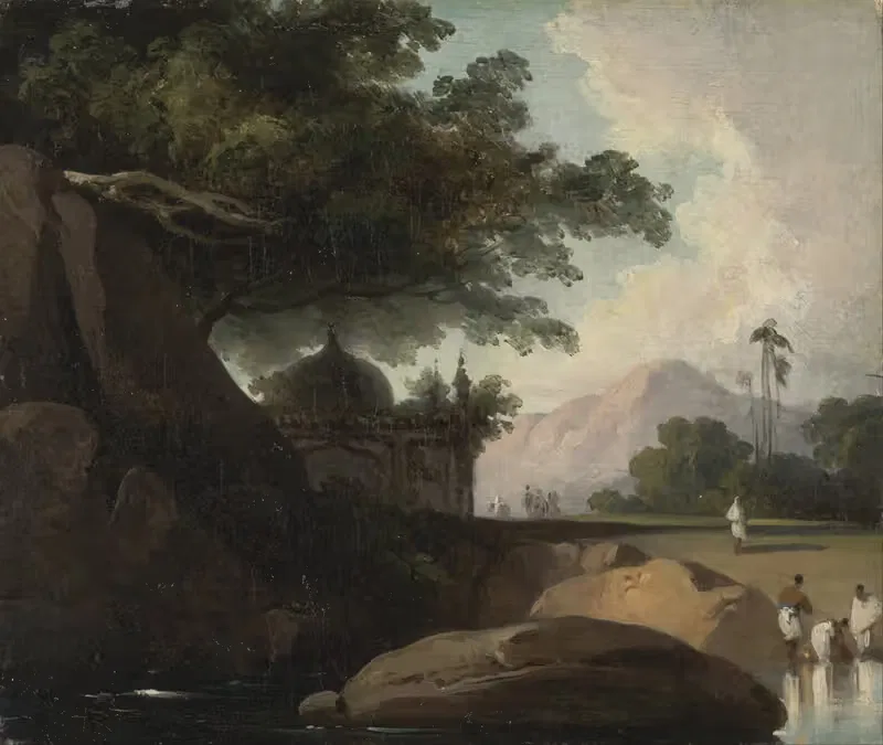 Indian Landscape with Temple by George Chinnery — digital art print download