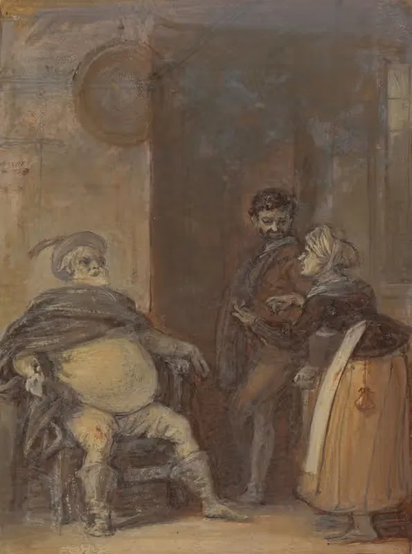 Falstaff with Mistress Quickly and Bardolph — Robert Smirke