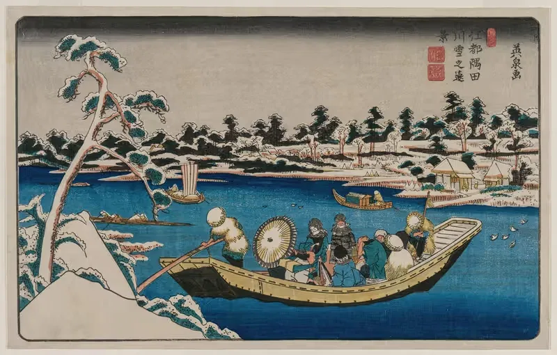 A Distant View of Snow on the Sumida River in Edo — Keisai Eisen