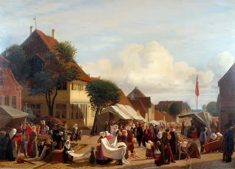 Рыночный день в Фредерисии by Ханс Йорген Хаммер, 1830 – 1882 — digital art print download