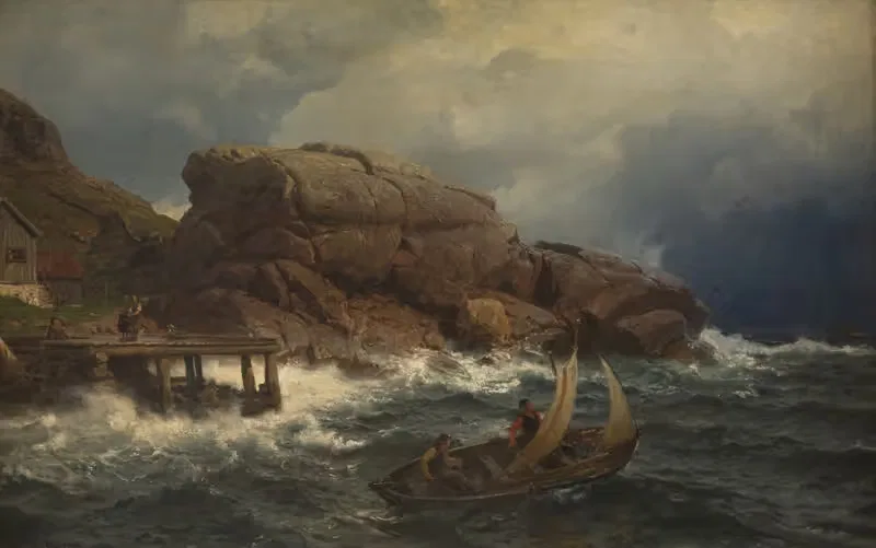Норвежский морской порт by Ханс Гуде, 1882 — digital art print download