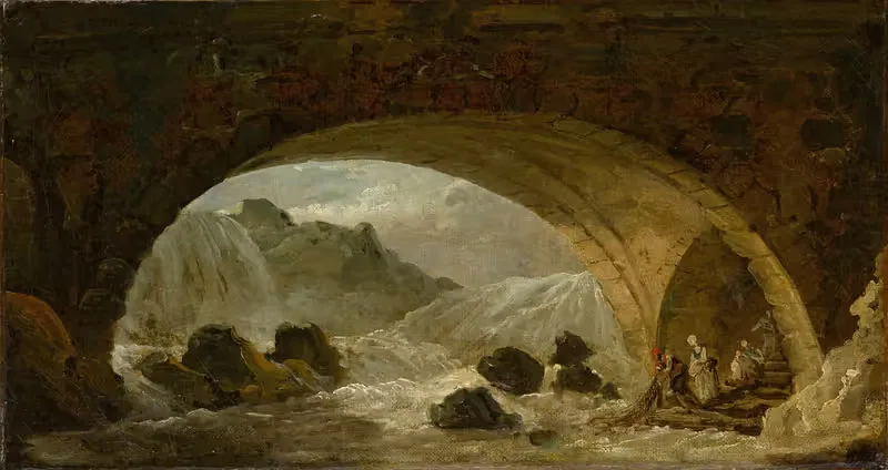 Рыбаки под мостом by Юбер Робер, 1780–1790 — digital art print download
