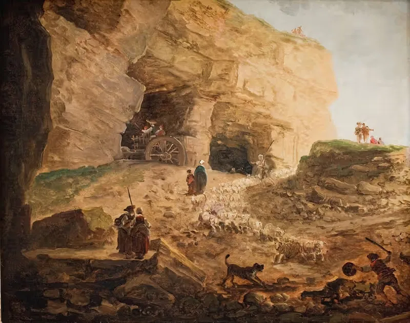 A Quarry with a Flock of Sheep — Hubert Robert