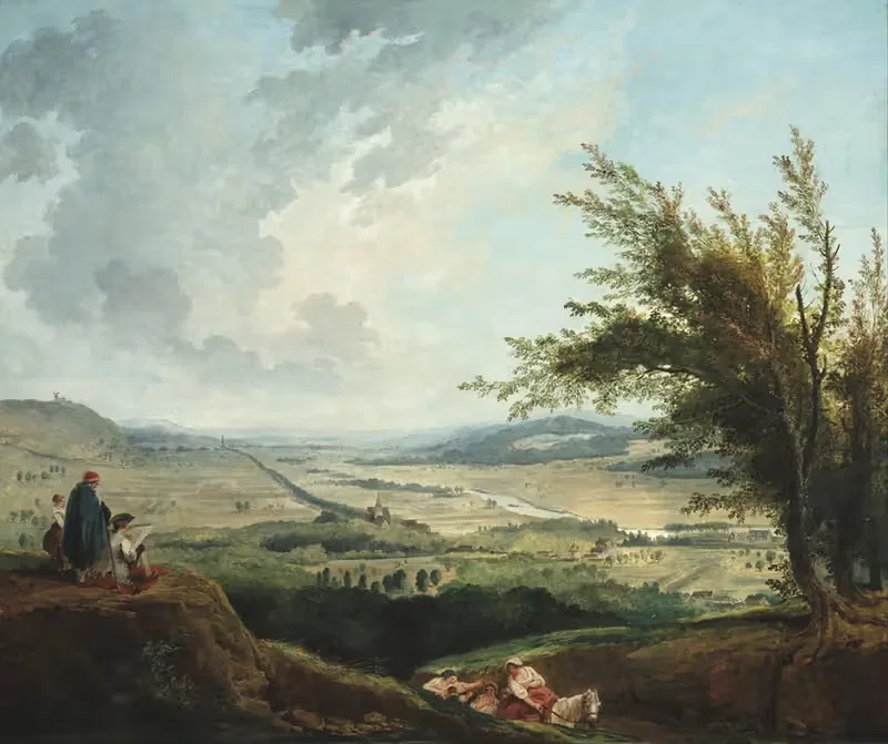 Обширный пейзаж рядом с Парижем by Юбер Робер, 1781 — digital art print download