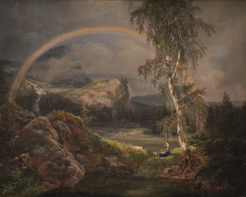 Норвежский пейзаж с радугой by Иоганн Кристиан Даль, 1821 — digital art print download