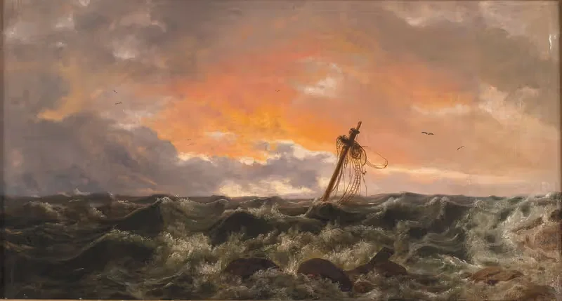 Морской пейзаж сwreck by Иоганн Кристиан Даль, 1831 — digital art print download