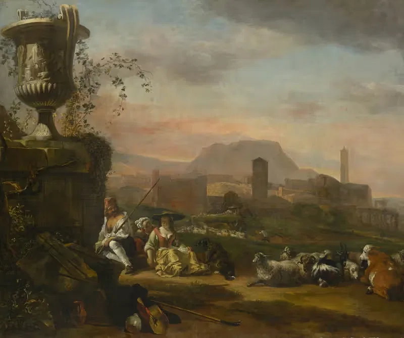 Roman Landscape with Shepherds by Jan Baptist Weenix — digital art print download