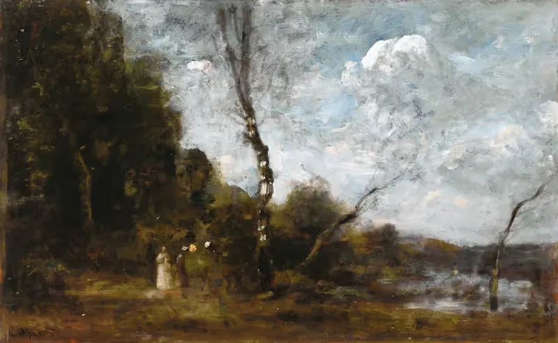 Three Peasant Women By A Wood — Jean-Baptiste-Camille Corot