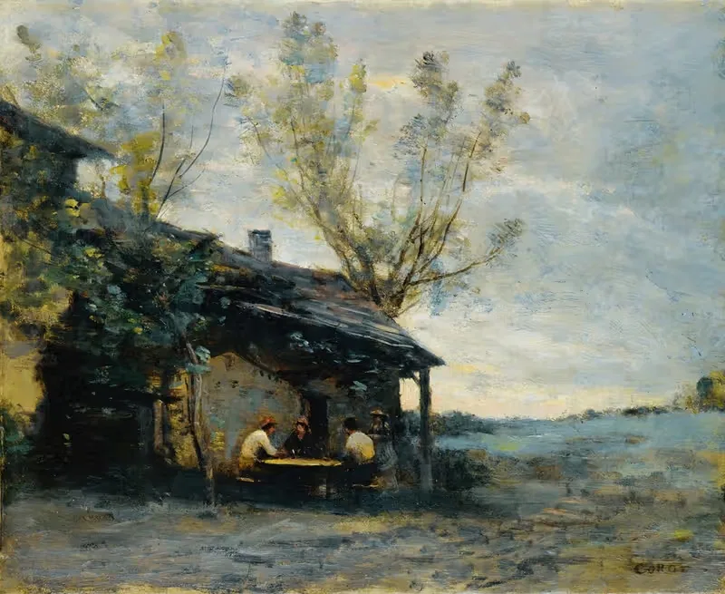 A café In Vaugirard by Jean-Baptiste-Camille Corot — digital art print download
