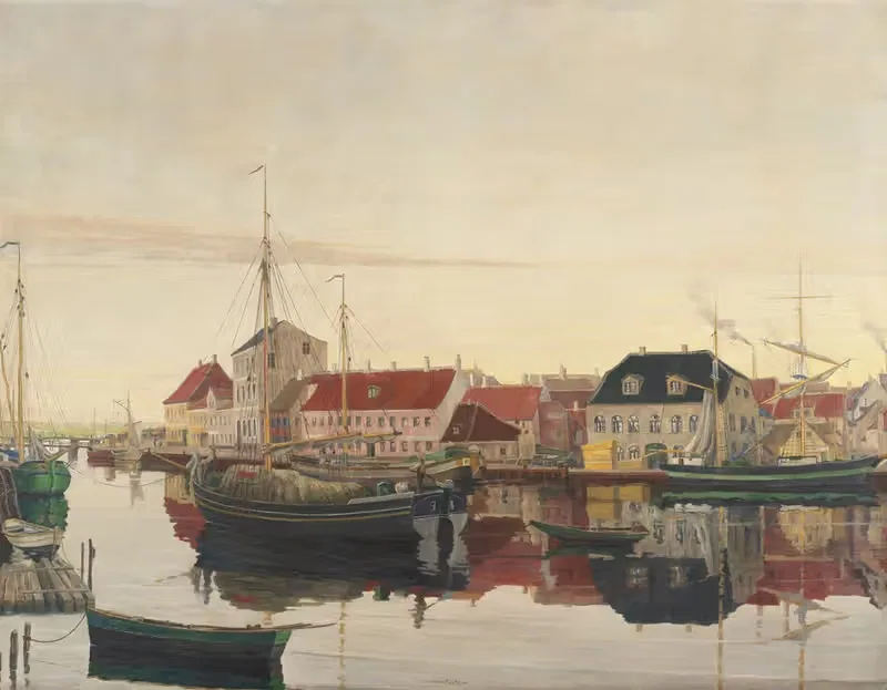 Randers havn by Johan Rohde, 1906 — digital art print download