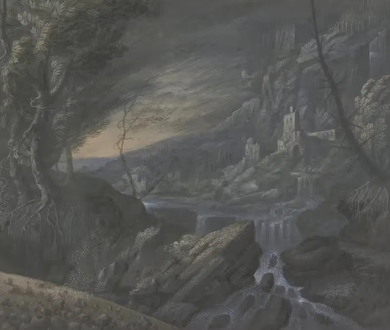 Berglandschaft mit Schlössern by Johann Nikolaus Gassner — digital art print download