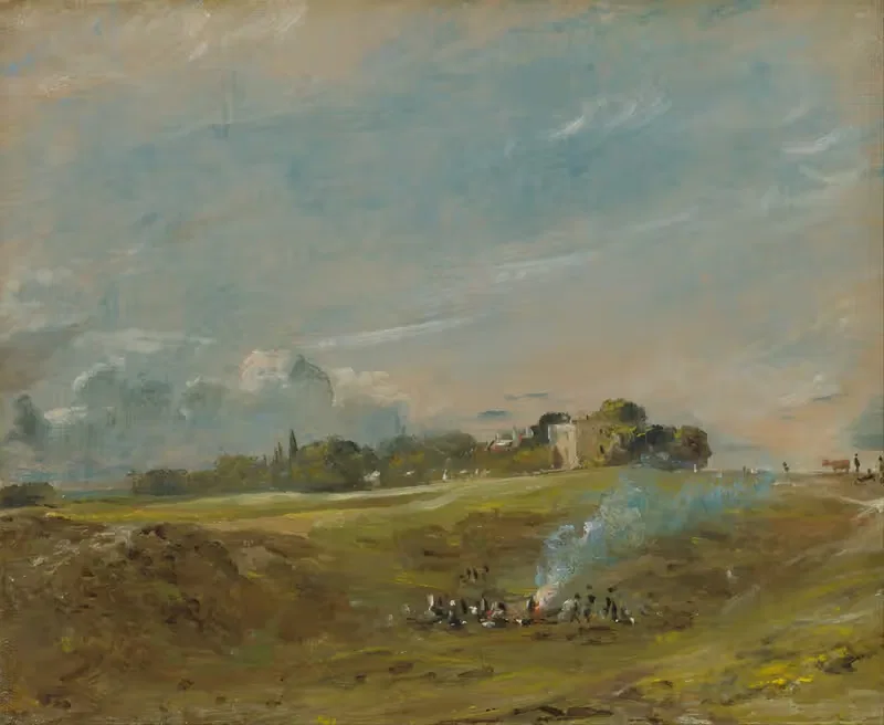 Hampstead Heath, with a Bonfire by John Constable — digital art print download