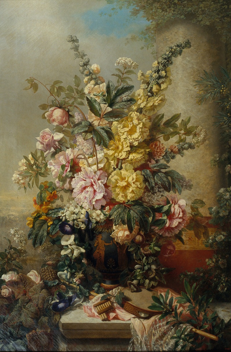 Large Vase with Flowers by Josep Mirabent, 1880-1888 — digital art print download