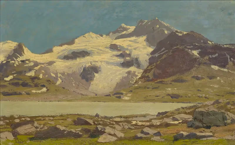 Alpine Landscape with Lake by Joseph Geisser — digital art print download