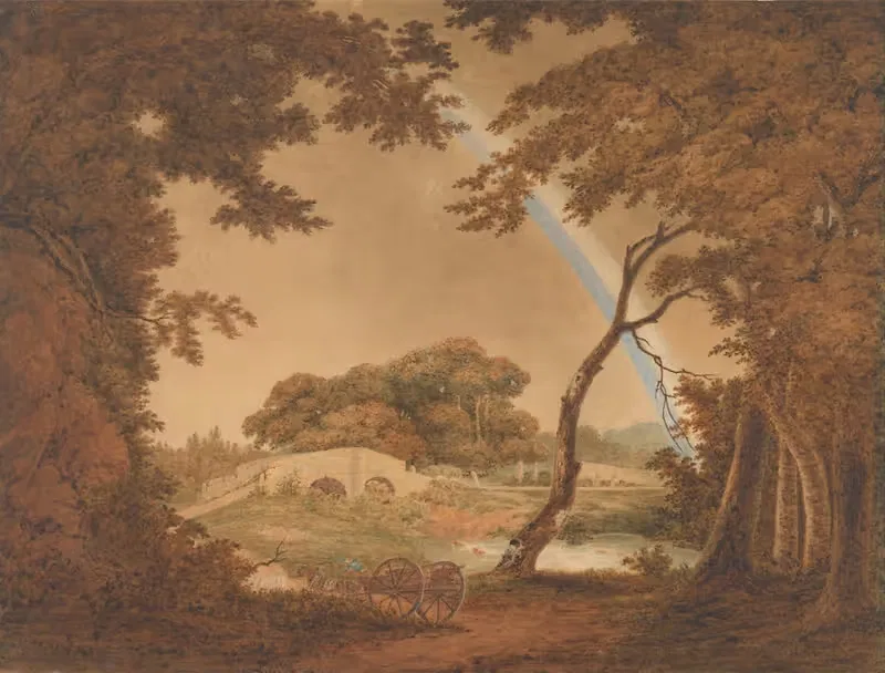 Landscape with Rainbow, View near Chesterfield — Joseph Wright of Derby