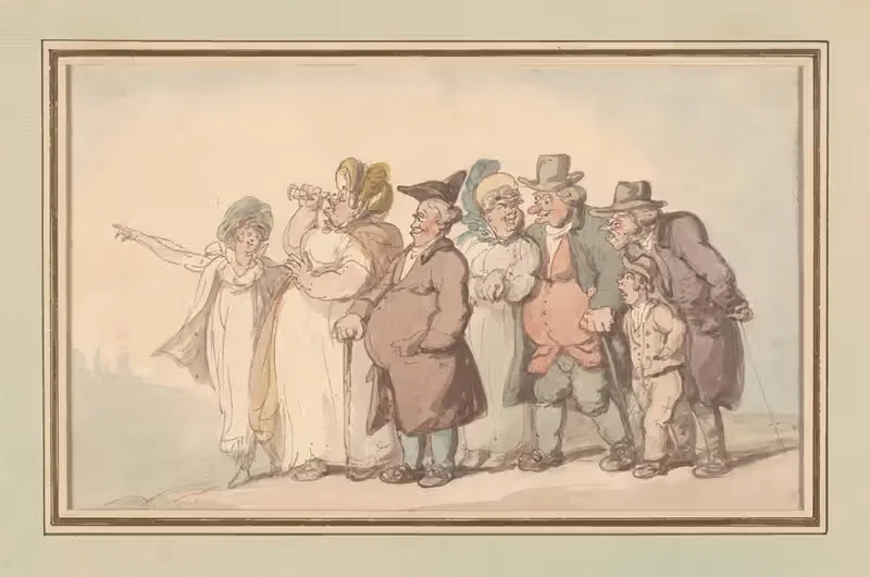 Граждане на прогулке по деревне by Томас Роуландсон — digital art print download