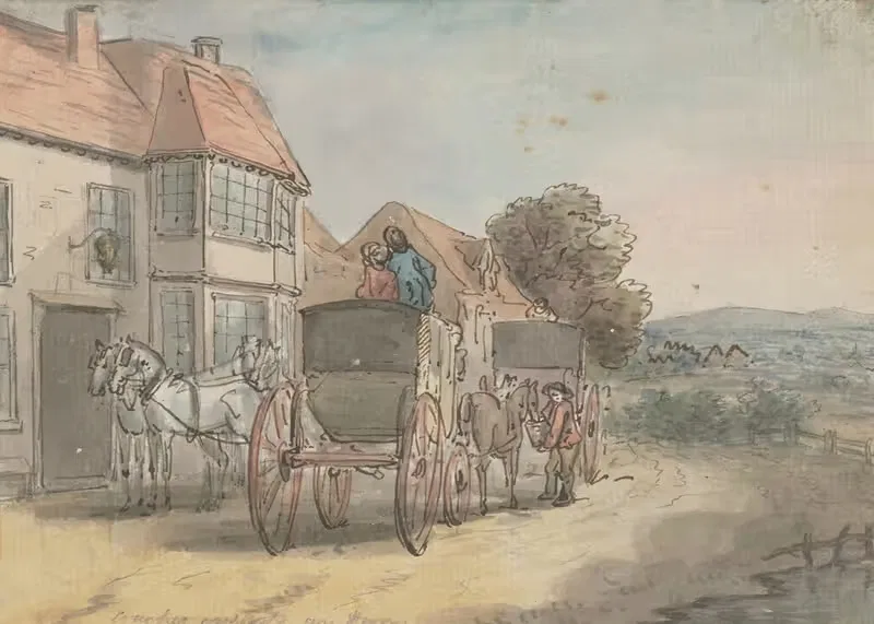 Coaches outside an inn by Thomas Rowlandson — digital art print download