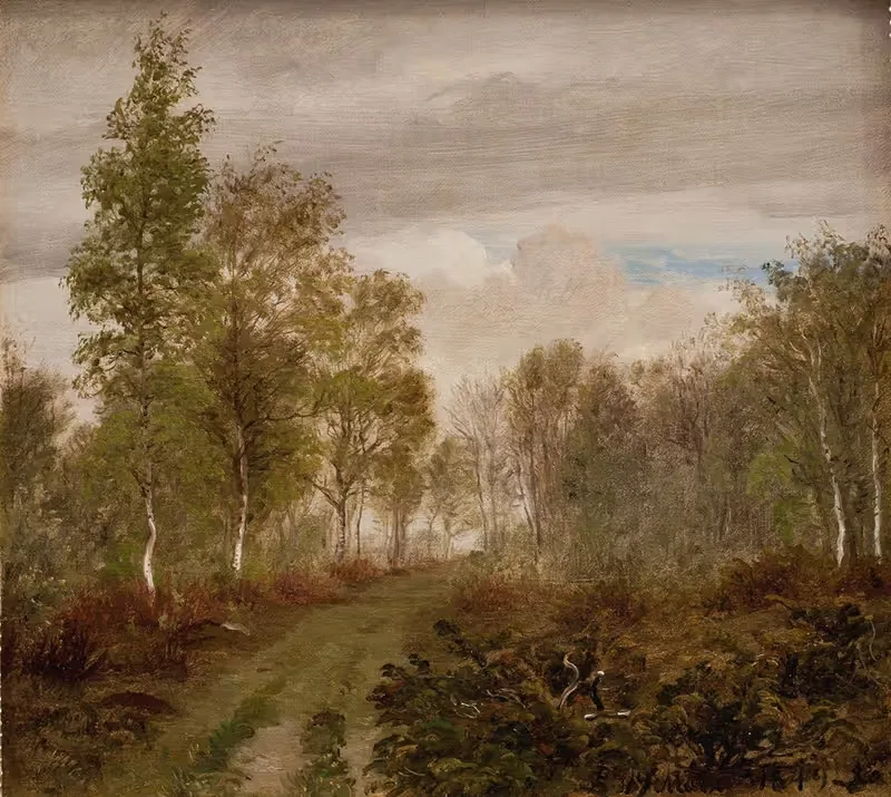 Берёзовые деревья на Лёсё после дождя by П. К. Сковгорд, 1848 - 1849 — digital art print download