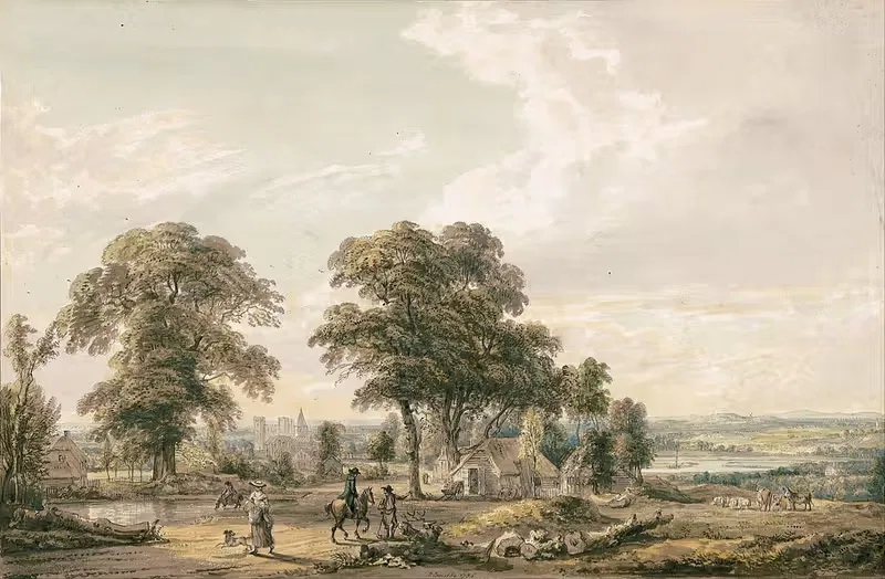 Приближение к Рочестеру и реке Медуэй by Пол Сэндби, 1786 — digital art print download