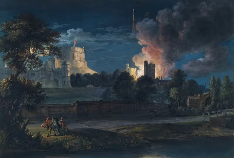 Windsor Castle from Datchet Lane on a rejoicing night, 1768 — Paul Sandby