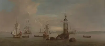 Открытие первого маяка Эддистона в 1698 году by Питер Монами — digital art print download