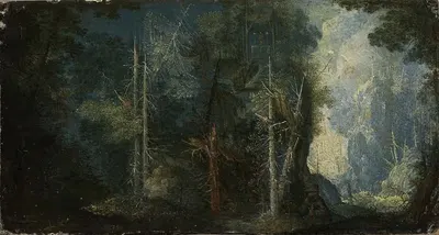 Woodland Scenery with Hermitage by Pieter Stevens, 1614 — digital art print download