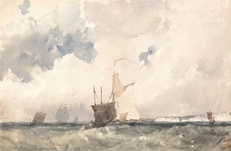 Vessels in a Choppy Sea — Richard Parkes Bonington