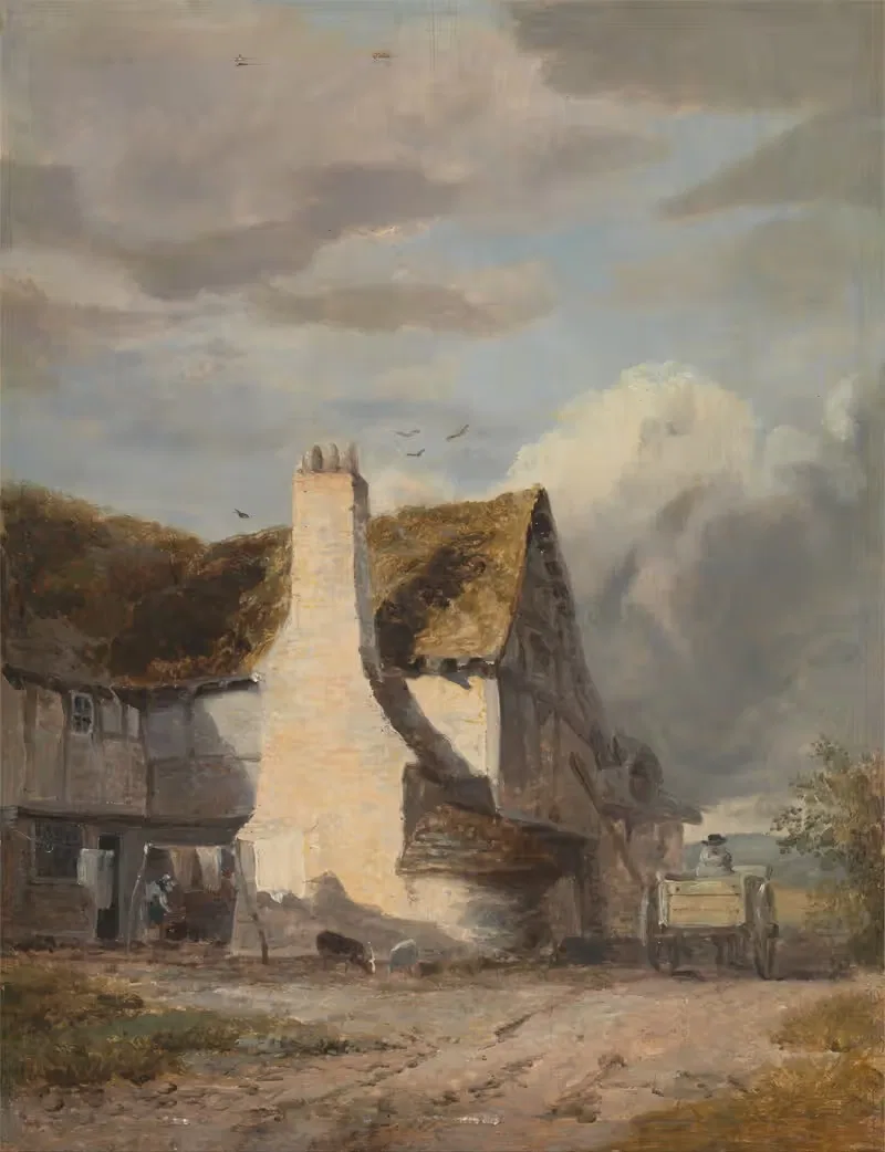 Cottage by a country lane — Sir Augustus Wall Callcott