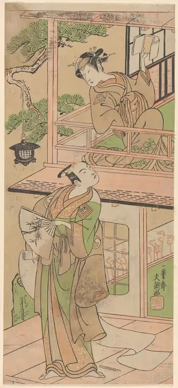 Woman on Balcony and Passerby — Bunchô Ippitsusai