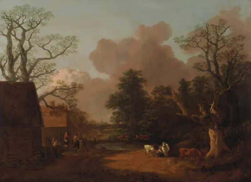 Landscape with Milkmaid by Thomas Gainsborough — digital art print download