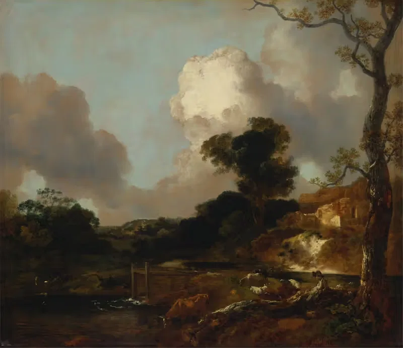 Landscape with Stream and Weir by Thomas Gainsborough — digital art print download