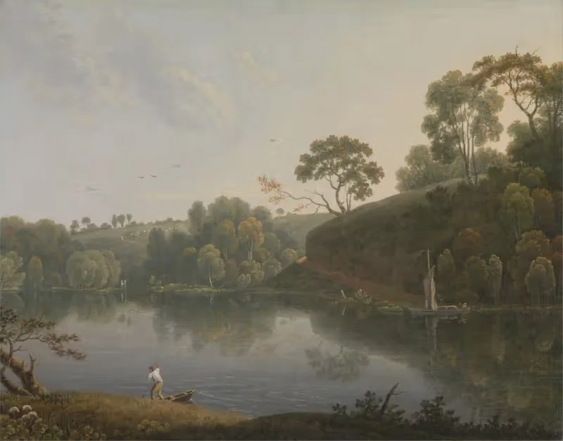 Landscape with a Lake and Boats — Thomas Wright