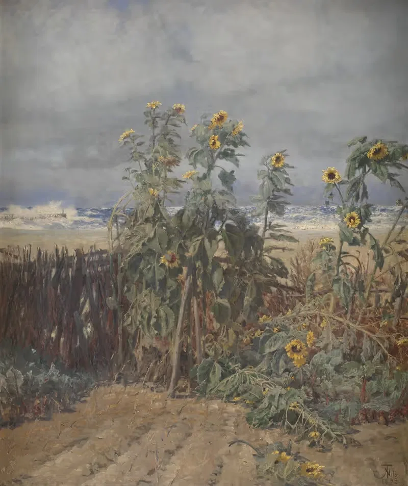 Подсолнухи на пляже by Торвальд Нисс, 1893 — digital art print download