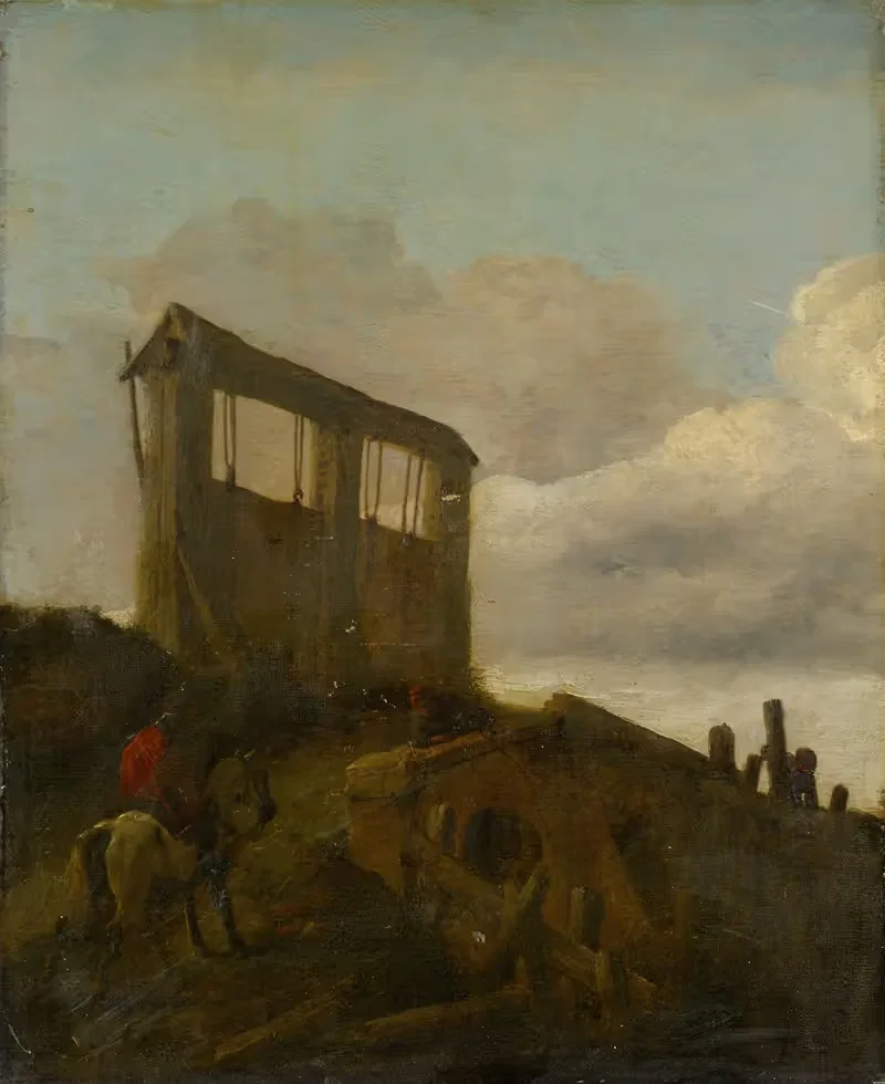 Rider in front of a Watergate — Anonymous