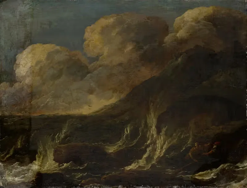 Stormy Sea with Fishermen — Anonymous
