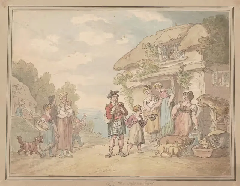 The Highland piper by Thomas Rowlandson — digital art print download